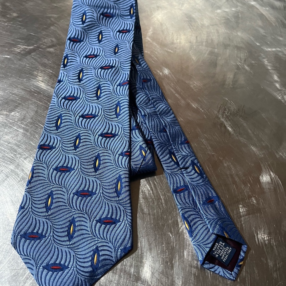 Vintage genesis handmade Italy Blue Patterned Men's Tie
